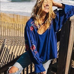 NWT sz S&M Free People Lita embroidered top